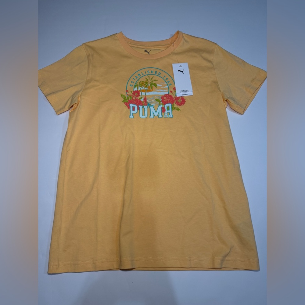 Puma Yellow Graphic Tropical Logo Tee